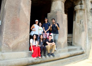 University of Sydney students at Elephanta Caves, Mumbai