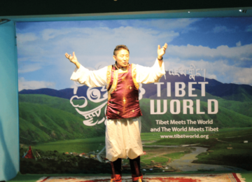 Mr. Yeshi Lhundup performing a Tibetan-style dance during our visit to Tibet world NGO