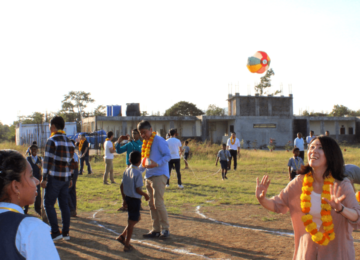 Activities and games with students at the school.