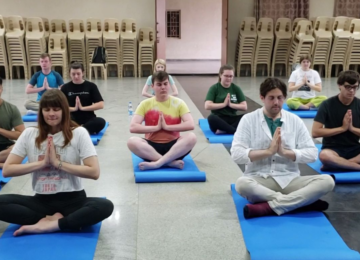 Day 1: Yoga and Meditation - Students enjoyed a relaxing combination of meditation and yoga asanas at St. Joseph’s College of Commerce (SJCC).